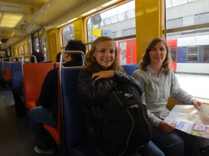 130416 23934 FR Paris, RER train from CDG airport, Eryn, Susan